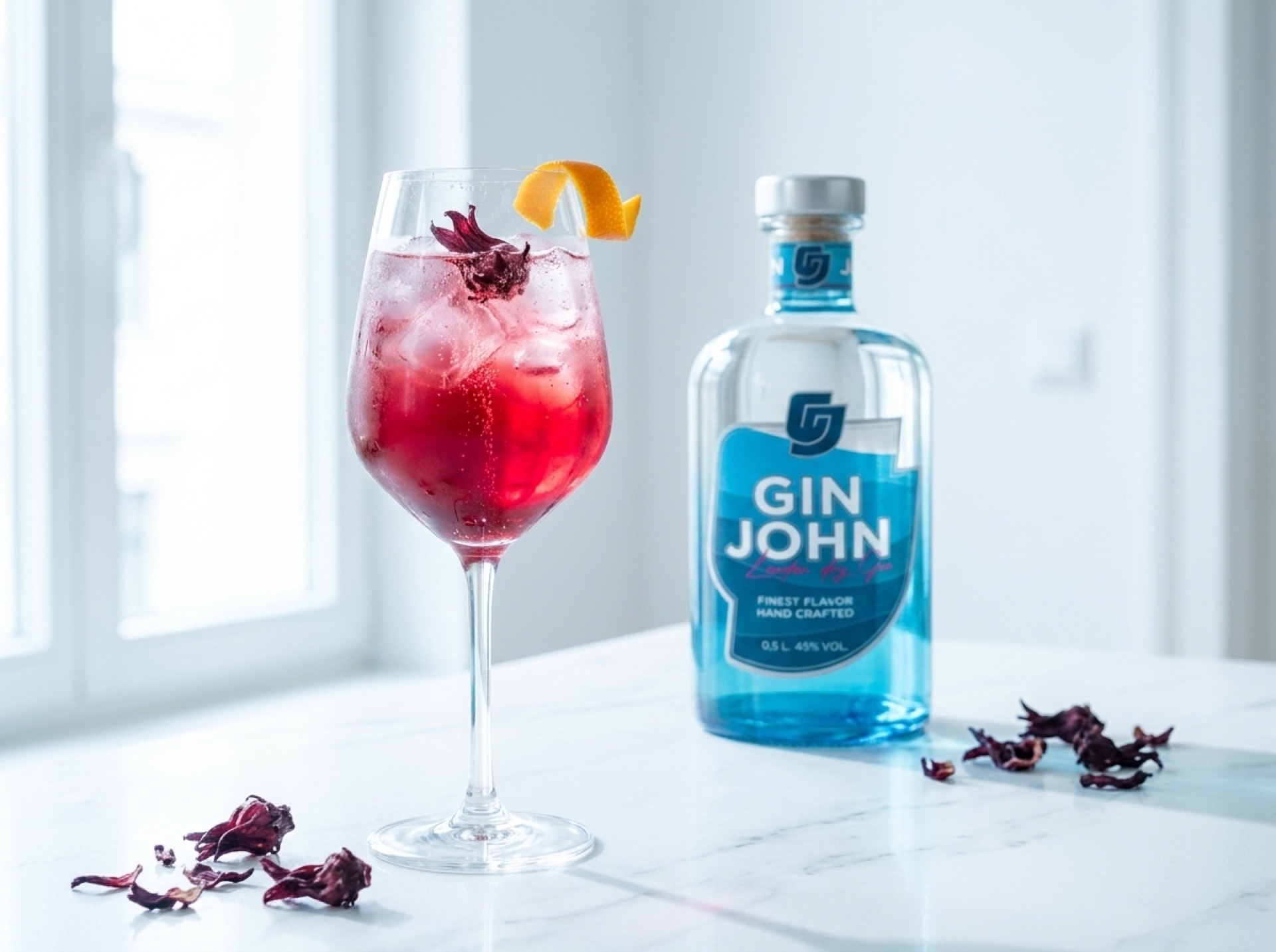 Hibiscus Spritz mit Hibiskusblüte